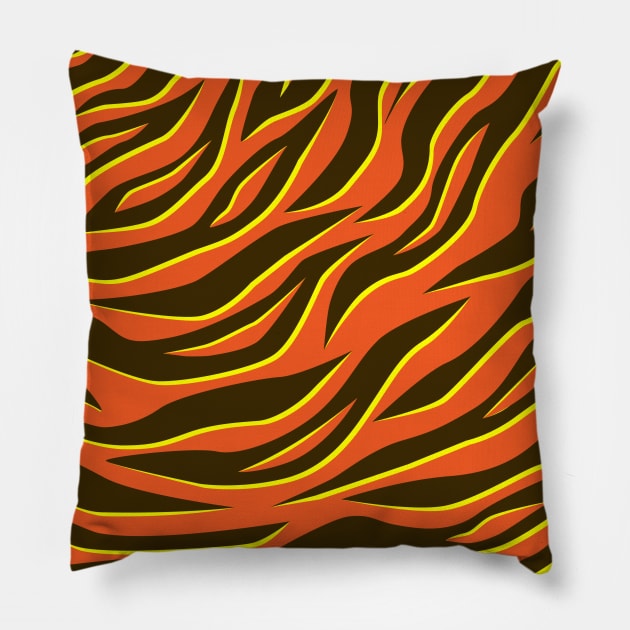 Orange Black and Yellow Tiger Stripe Design Pillow by Brobocop