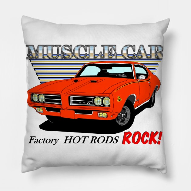 69 GTO Judge - Muscle Car Pillow by xxcarguy