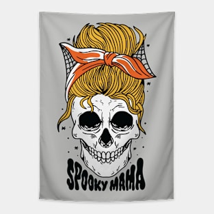 Spooky Mama // Messy Bun Halloween Mom Tapestry