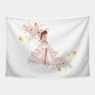 Pink Petal Floral Nights Tapestry