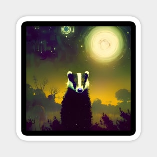 Badger on a starry night Magnet