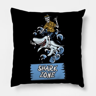 Skeleton riding a-shark Pillow