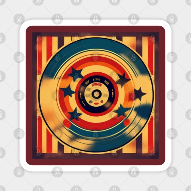 Retro Circus Themed Vinyl Record Album Cover Magnet by musicgeniusart
