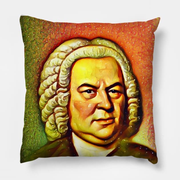 Johann Sebastian Bach Snow Portrait | Johann Sebastian Bach Artwork 14 Pillow by JustLit