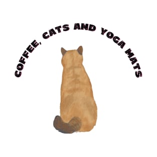 Coffee cats and yoga mats funny yoga and cat drawing T-Shirt