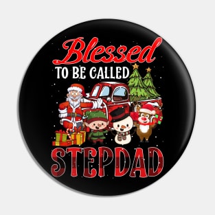 Blessed To Be Called Stepdad Christmas Buffalo Plaid Truck Pin