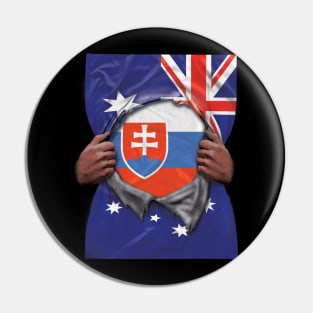 Slovakia Flag Australian Flag Ripped Open - Gift for Slovakian From Slovakia Pin