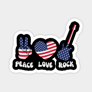 Peace Love Rock USA 4th Of July Magnet