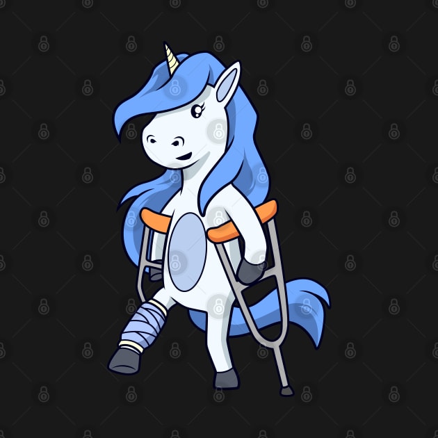 On crutches - cartoon unicorn by Modern Medieval Design