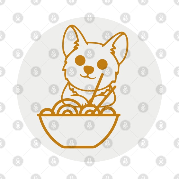 Corgi eating ramen noodles (Ramen Feast) by Toozidi T Shirts