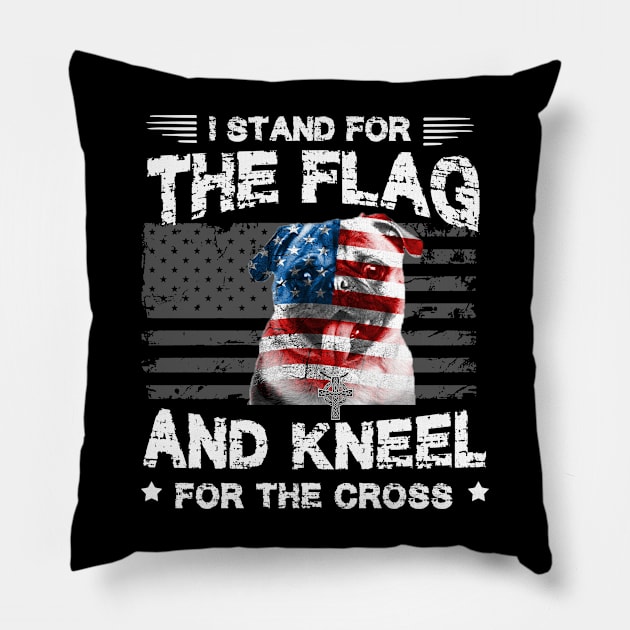 Pugs Dog Stand For The Flag Kneel For Fallen Pillow by Antoniusvermeu