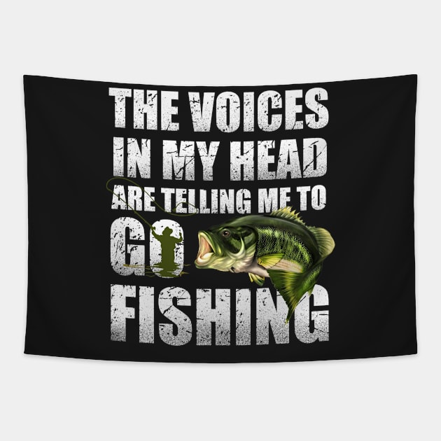 The Voices In My Head Are Telling Me To Go Fishing Tapestry by vamstudio