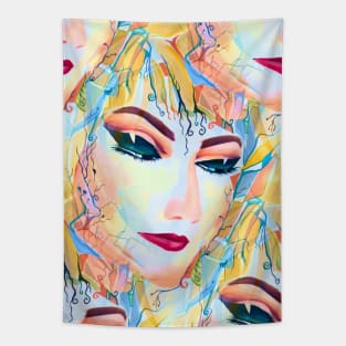 Watercolor Illustration Pop Surrealism Female Tapestry