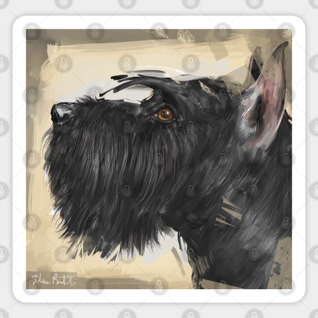 Contemporary Painting Of A Black Schnauzer On A Beige Background Schnauzer Sticker Teepublic Background cute dog inkscape schnauzer woof. teepublic