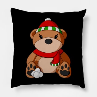 Snowball Fight Teddy Bear Pillow