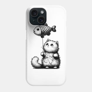 The cat and the fish balloon Phone Case