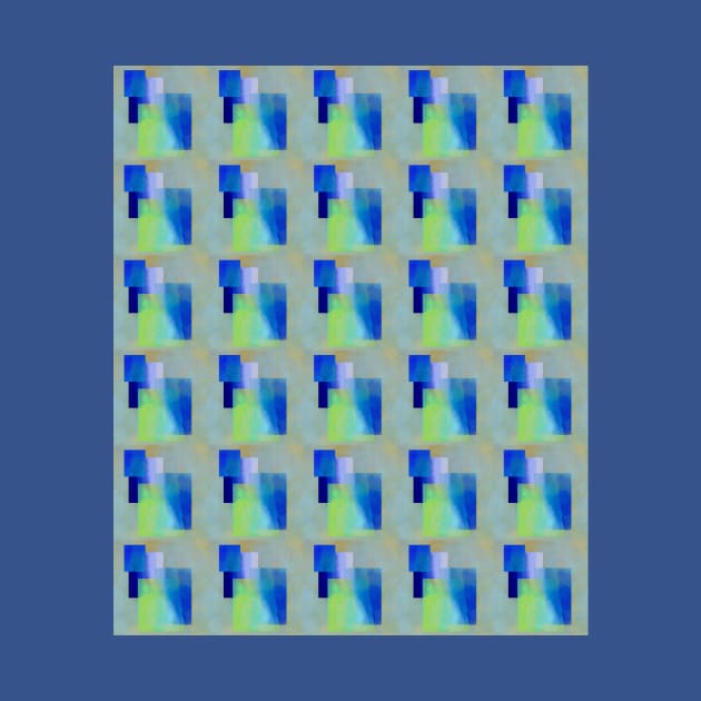 Blue And Green Abstract Watercolor Blocks Tiled Pattern by CozyPixelFluff