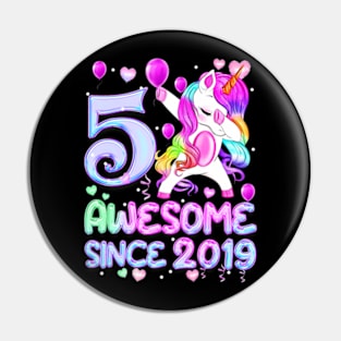 5 Years Old Unicorn Dabbing 5th Birthday Girl Unicorn Pin