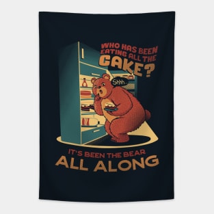 The fridge is a lie raid the fridge bear eating cake by Tobe Fonseca Tapestry