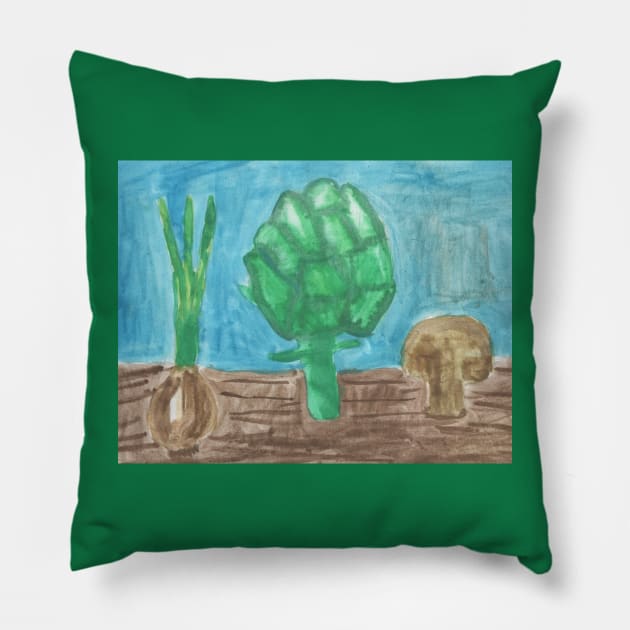 Healthy Vegetables Pillow by Mila-Ola_Art