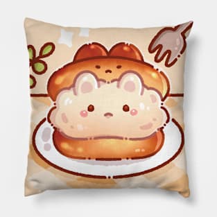 Cute Bread with cream bunny with background Pillow