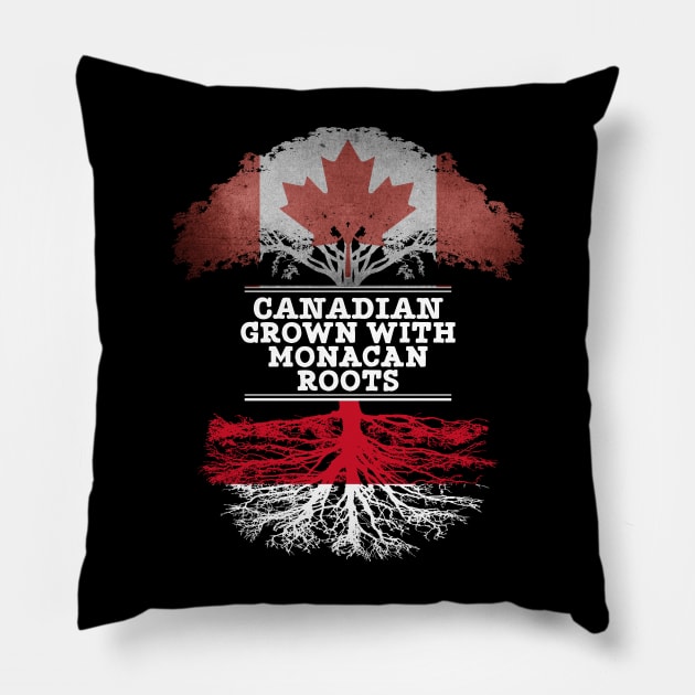 Canadian Grown With Monacan Roots - Gift for Monacan With Roots From Monaco Pillow by Country Flags