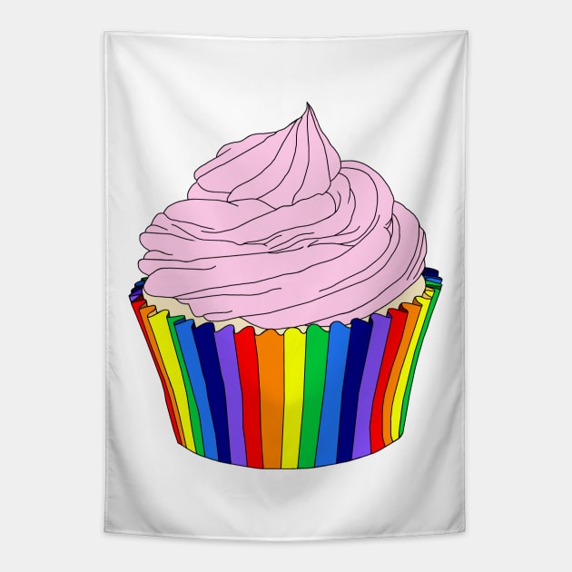 Rainbow Cupcake with Pink Icing Tapestry by Art by Deborah Camp