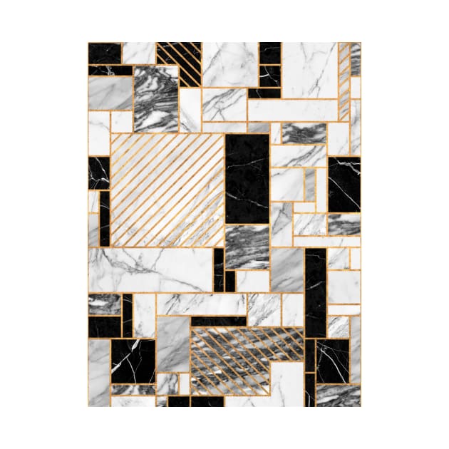 Random Pattern - Black and White Marble by ZoltanRatko