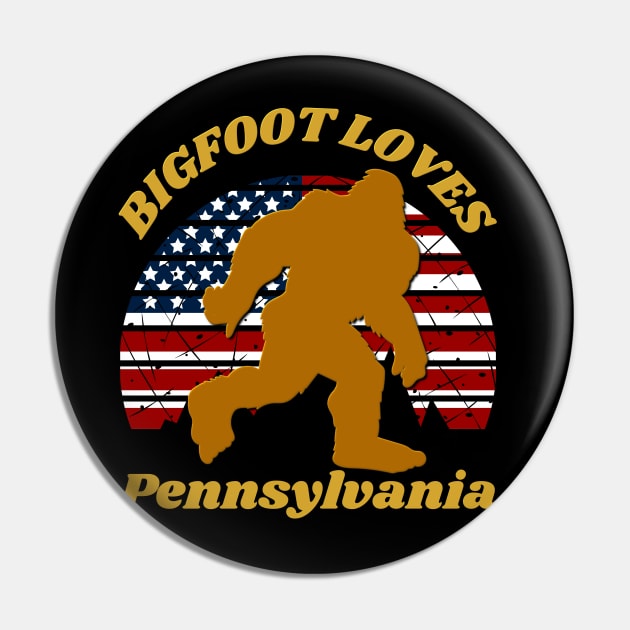 Bigfoot loves America and Pennsylvania too Pin by Scovel Design Shop