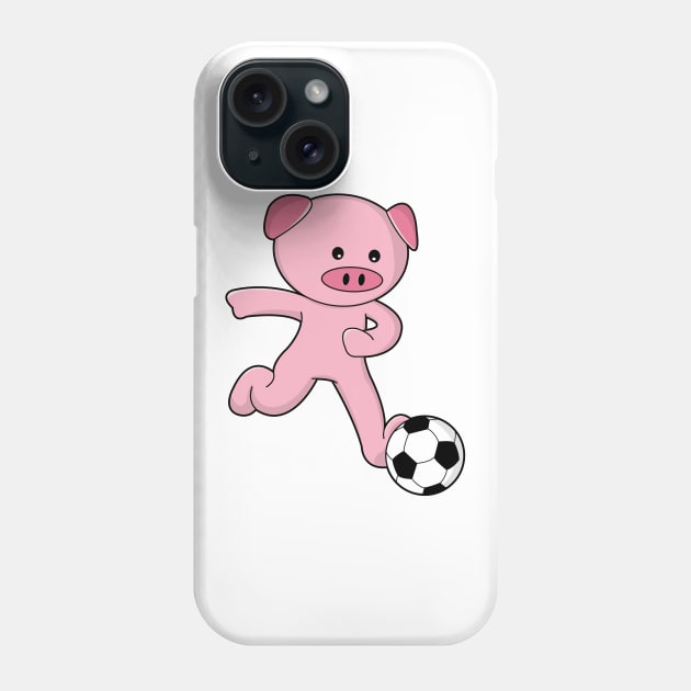 Pig as Soccer player with Soccer ball Phone Case by Markus Schnabel