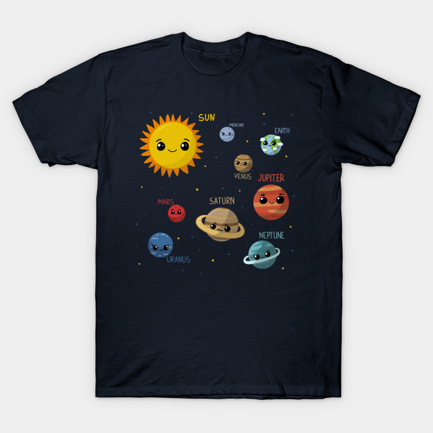 Kawaii Solar System - Kawaii Solar System - T-Shirt | TeePublic