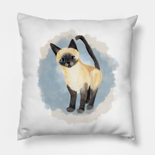 Saucy Siamese Kitten in blue Pillow