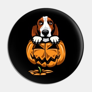 Halloween Basset Hound Pumpkin Pin