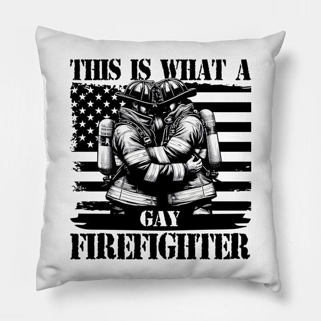 This is What a Gay Firefighter Looks Like LGBT Pride Pillow by cyryley