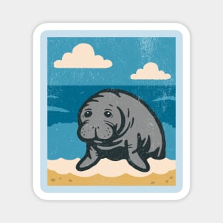Beachside Manatee – Cute Cartoon Sea Cow Illustration Magnet