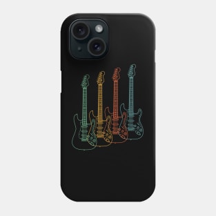 Four S-Style Electric Guitar Outlines Retro Color Phone Case