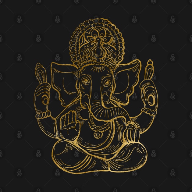 Lord Ganesha Gold Print by NINE69