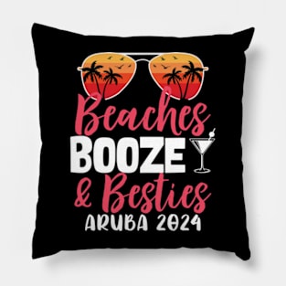 Girls Trip Beaches Booze and Besties Aruba 2024 Pillow