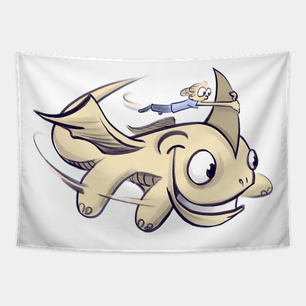 Dragon Shark Tapestry by Jason's Doodles