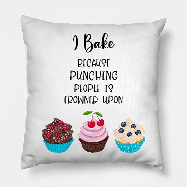 I Bake Pillow by Pink Anchor Digital