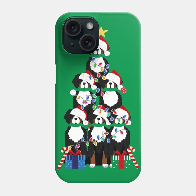 Bernese Mt Dog Puppy Christmas Tree Phone Case by EMR_Designs