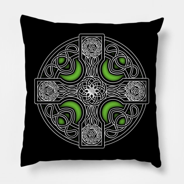 Green Celtic cross Pillow by PedroVale