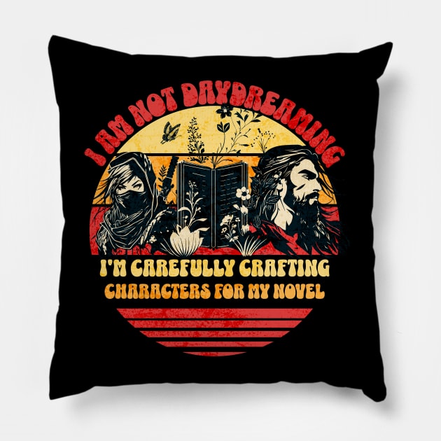 Funny Retro Not Daydreaming Author Pillow by H. R. Sinclair