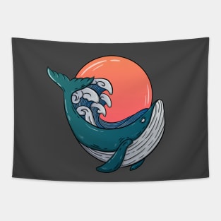 sunset whale Tapestry