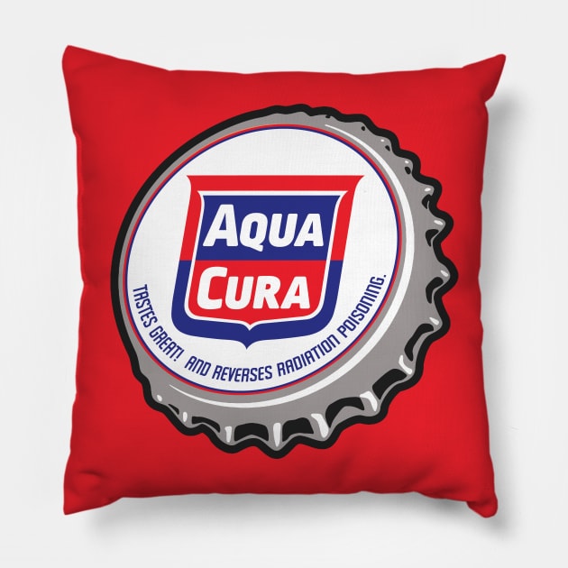 Vintage Retro Aqua Cura  Bottlecap Pillow by StudioPM71