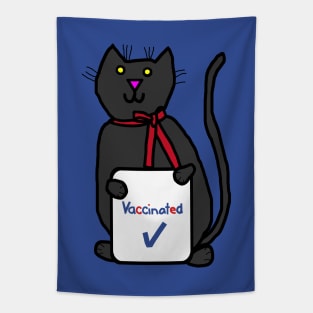 Cute Cat with Vaccinated Sign Tapestry
