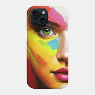 Rainbow girl, Colorful portrait, Rainbow colors, Vibrant personality Phone Case