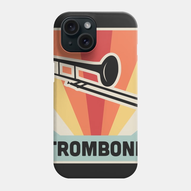 Retro 70s TROMBONE Poster Phone Case by MeatMan