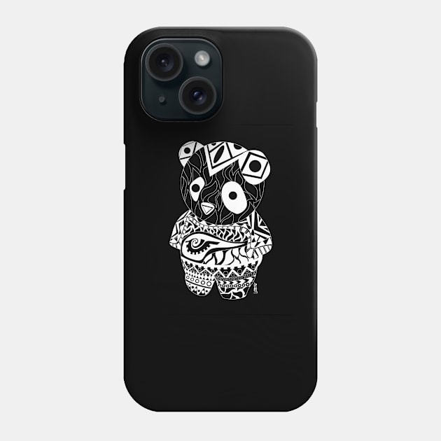 kuro black panda ecopop with mexican totonac patterns Phone Case by jorge_lebeau