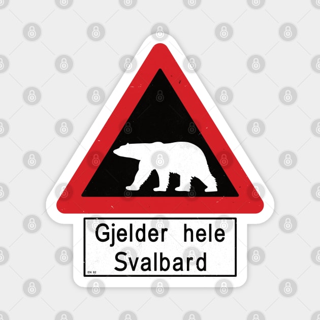 Gjelder hele Svalbard Polar Bears Road Sign Magnet by IncognitoMode